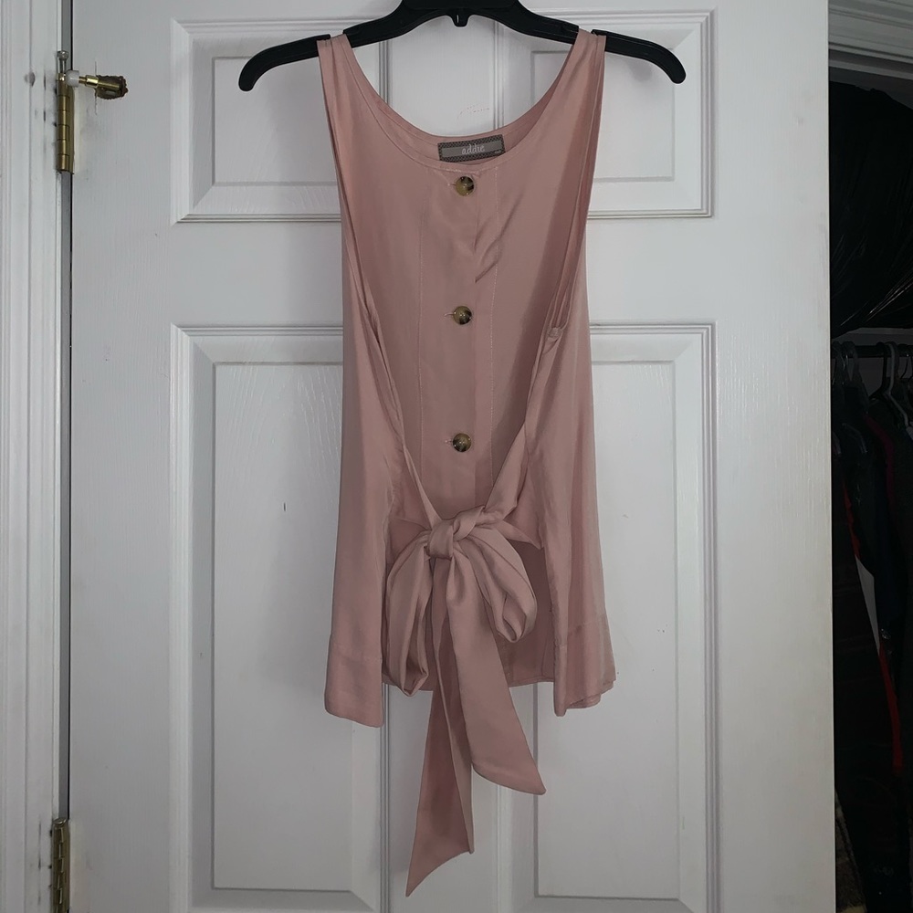 blush pink boutique top with tie